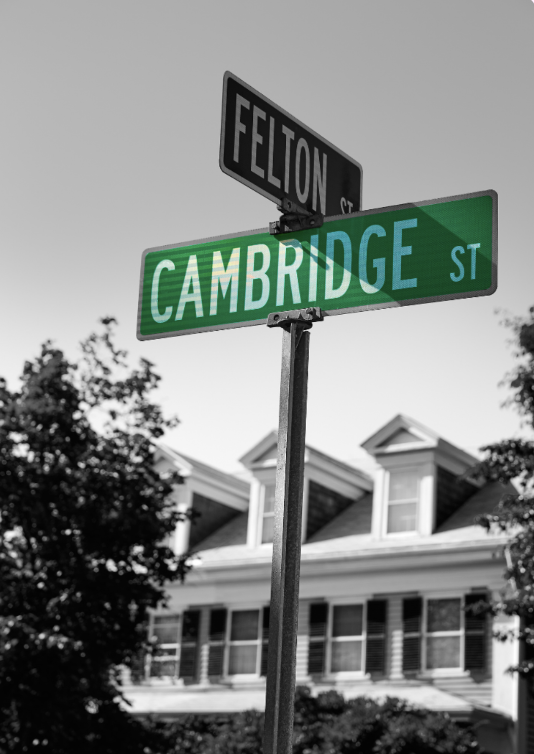Cambridge와 Felton 거리 표지판
